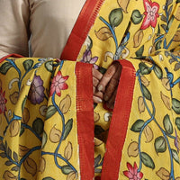 Yellow - Chanderi Silk Srikalahasti Handpainted Pen Kalamkari Dupatta 47