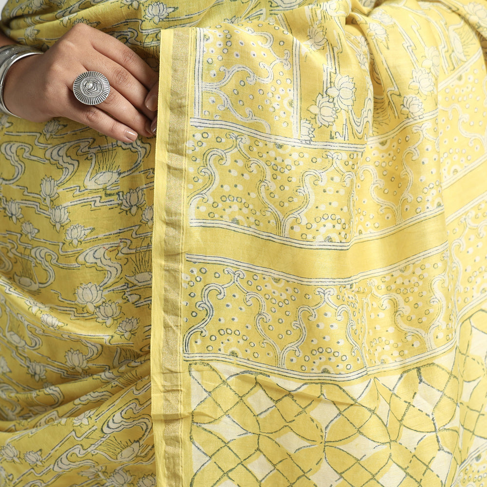 block printed silk saree