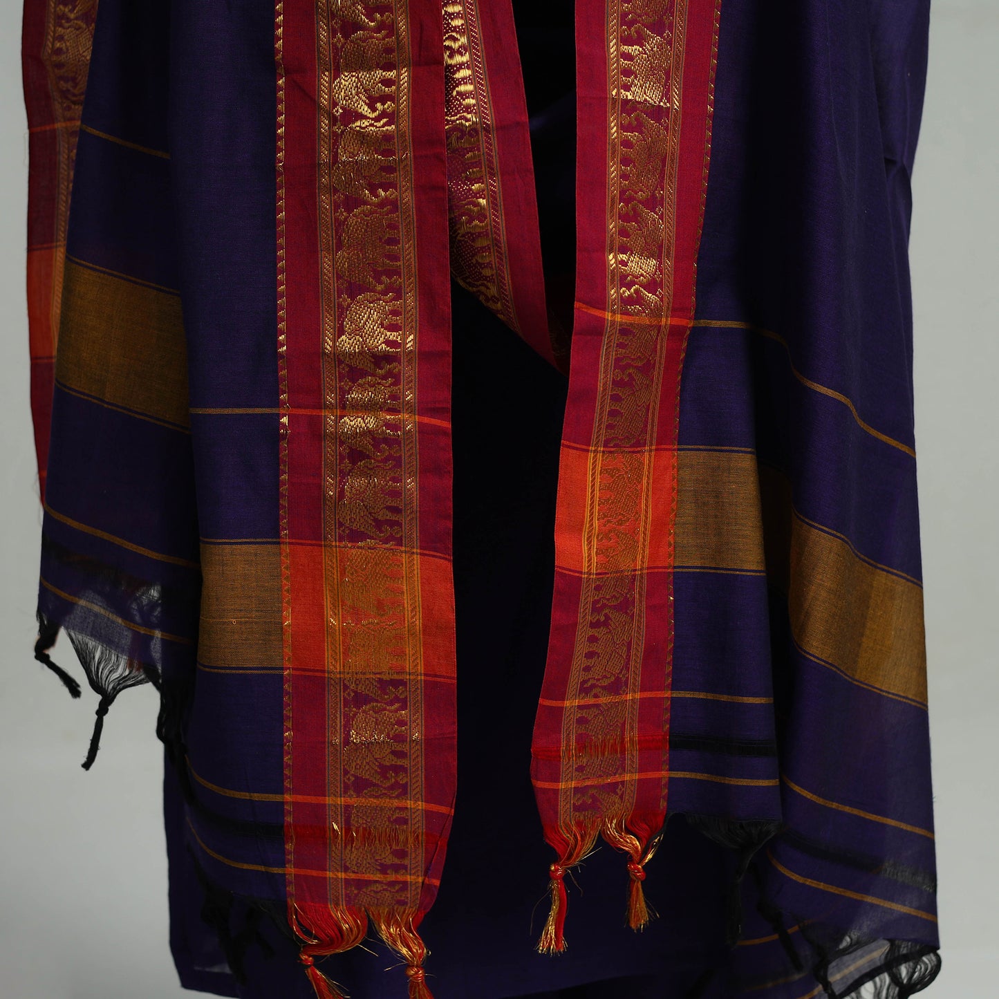 Purple Cotton Dharwad Kurta Set with Palazzo & Dupatta