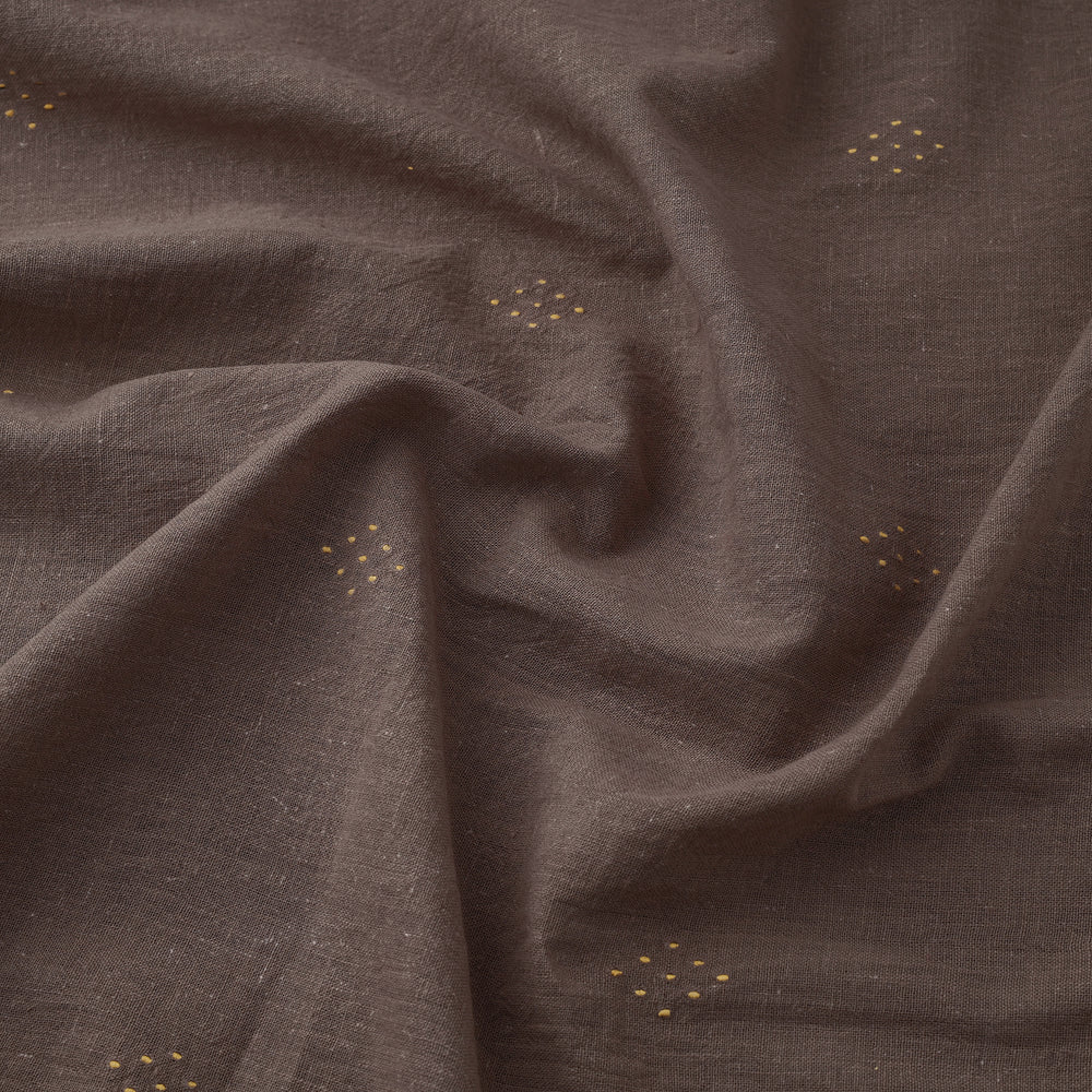 Brown - Organic Kala Cotton Handloom Tangaliya Work Fabric 13