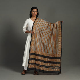 Brown - handloom chanderi silk bagru dupatta 25
