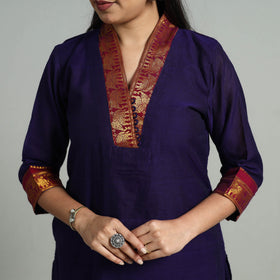 Purple Cotton Dharwad Kurta Set with Palazzo & Dupatta