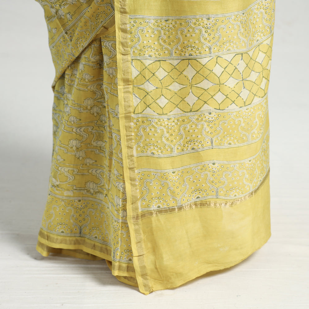 block printed silk saree