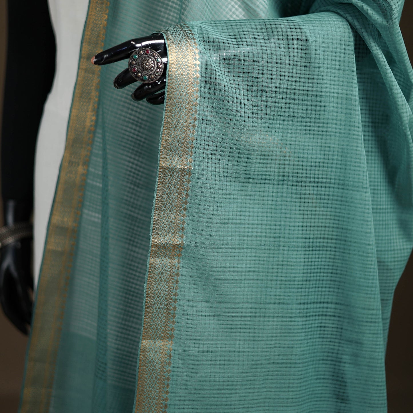 Pure Handloom Cotton Nizam Zari Border Mangalagiri Dupatta 47