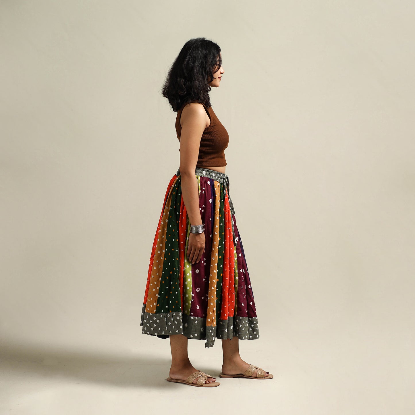 Multicolor - Bandhani Tie-Dye Patchwork Cotton Short Skirt 31