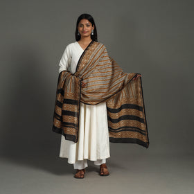 Brown - handloom chanderi silk bagru dupatta 25