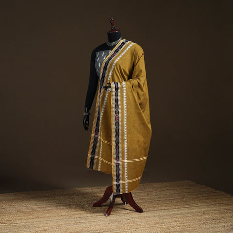 Yellow - Sambalpuri Ikat Cotton Dupatta from Odisha 02