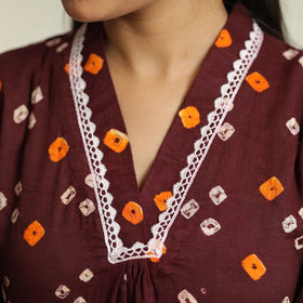 Buy Bandhani Tie-Dye Cotton A-Line Kurta for Women
