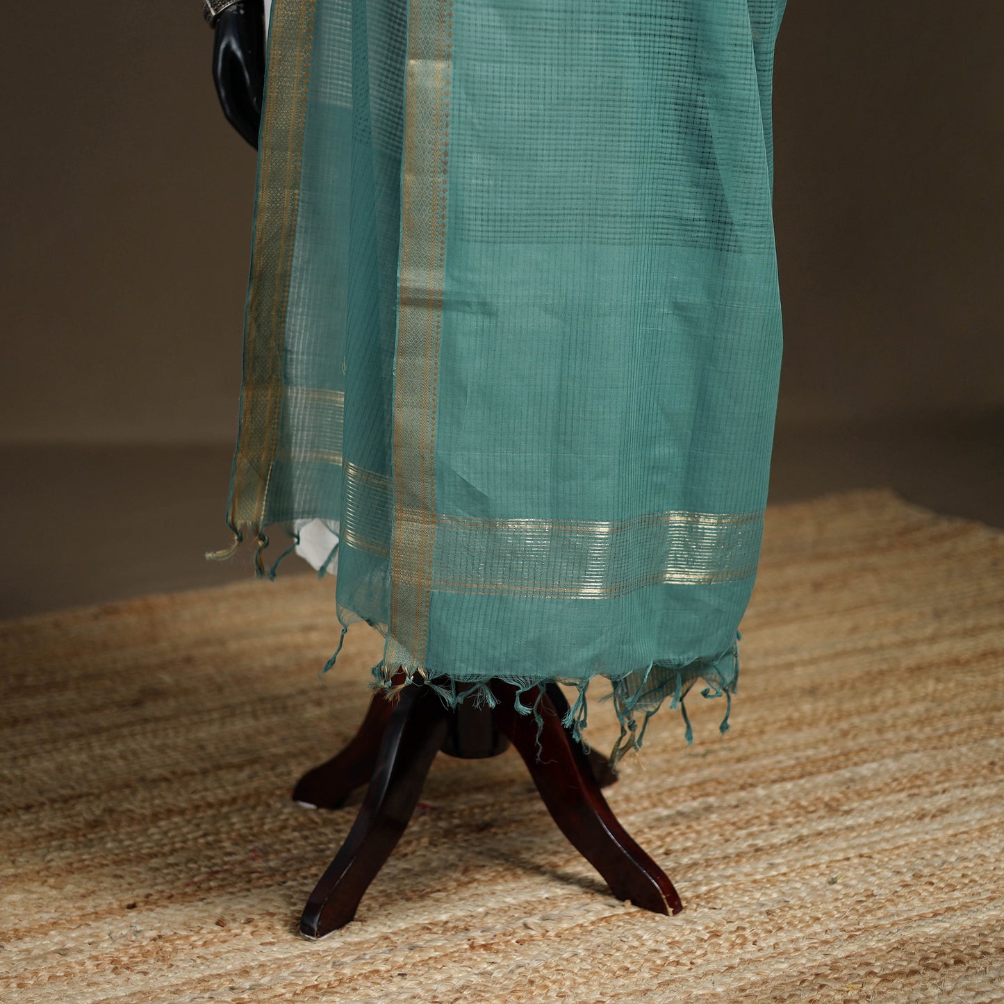 Pure Handloom Cotton Nizam Zari Border Mangalagiri Dupatta 47