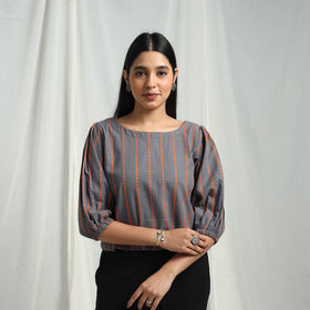 Grey - Cotton Jacquard Crop Top 08