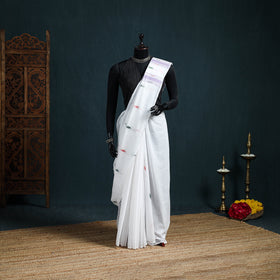 Handwoven Pure Cotton Phulia Jamdani Saree for Durga Puja 07