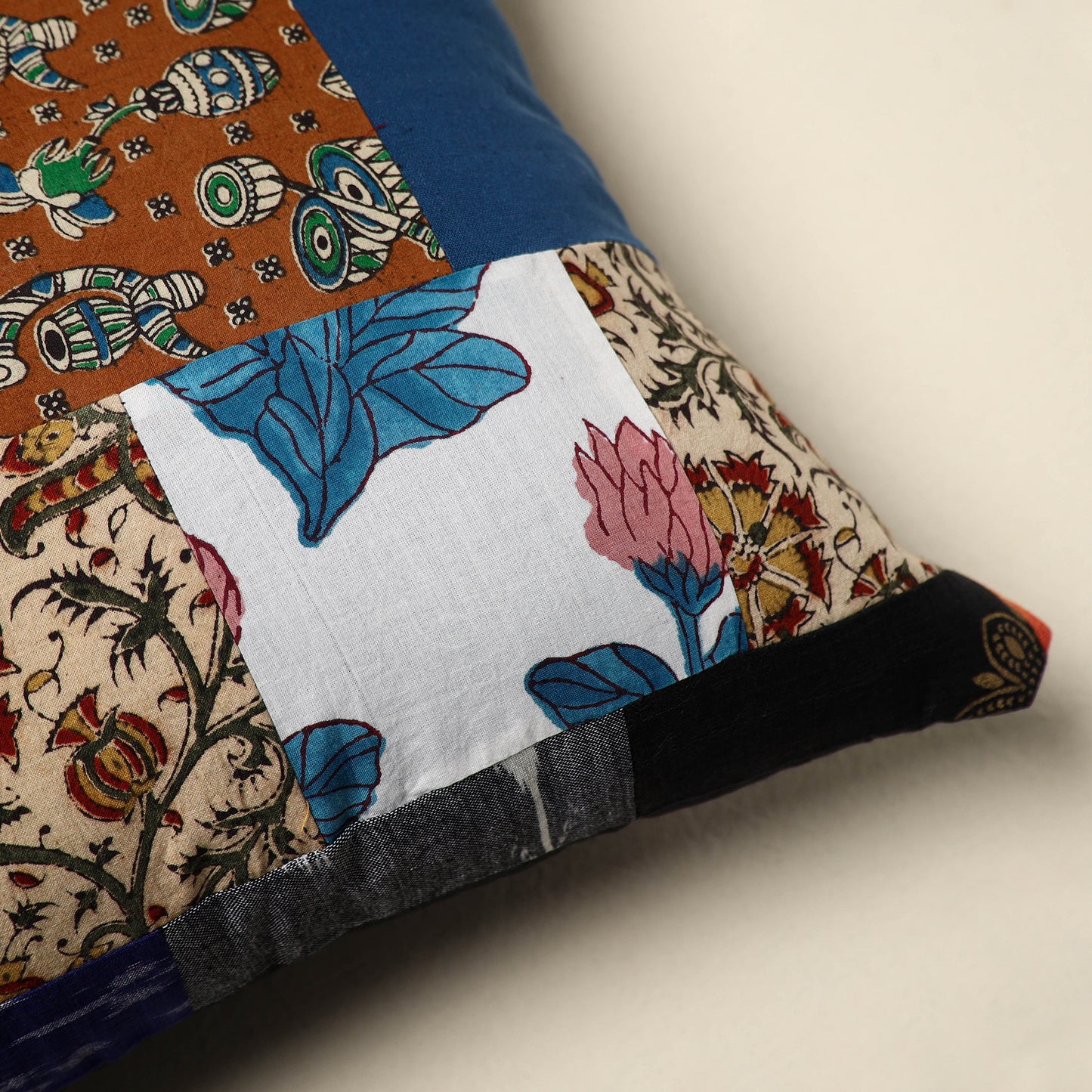 Multicolor Handcrafted Cotton Patchwork Cushion Cover