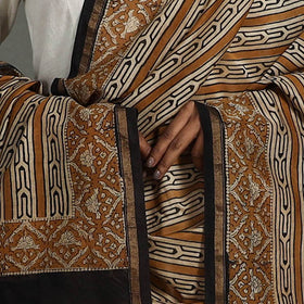 Brown - handloom chanderi silk bagru dupatta 25