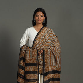 Brown - handloom chanderi silk bagru dupatta 25
