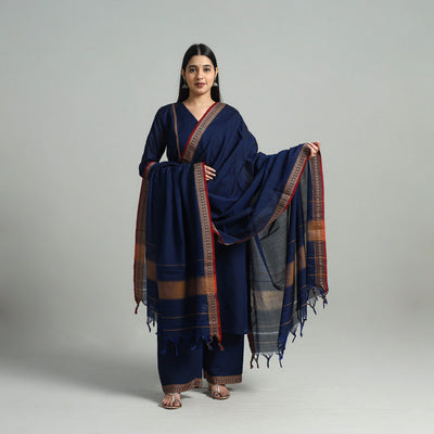 Navy Blue - Cotton Dharwad Kurta Set with Palazzo & Dupatta 47