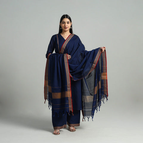 Navy Blue - Cotton Dharwad Kurta Set with Palazzo & Dupatta 47