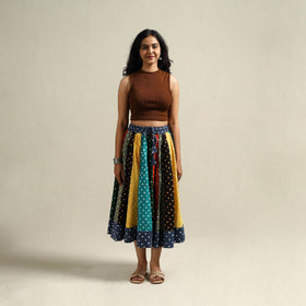 Multicolor - Bandhani Tie-Dye Patchwork Cotton Short Skirt 33