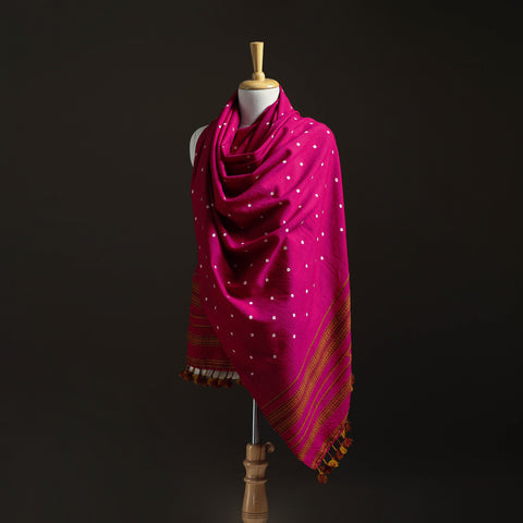 Kutch Handwoven Merino Wool Bandhani Tie-Dye Shawl 14