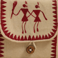 Maroon - Warli Handpainted Coin Pouch from Odisha 05