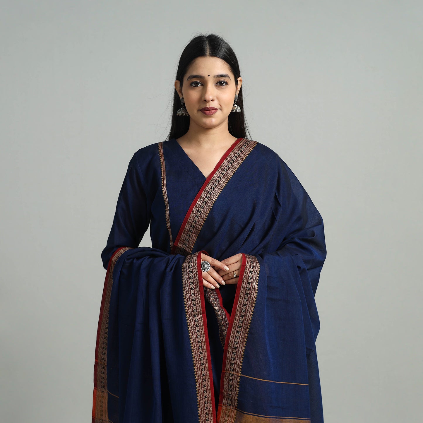 Navy Blue - Cotton Dharwad Kurta Set with Palazzo & Dupatta 47