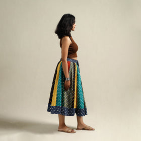 Multicolor - Bandhani Tie-Dye Patchwork Cotton Short Skirt 33