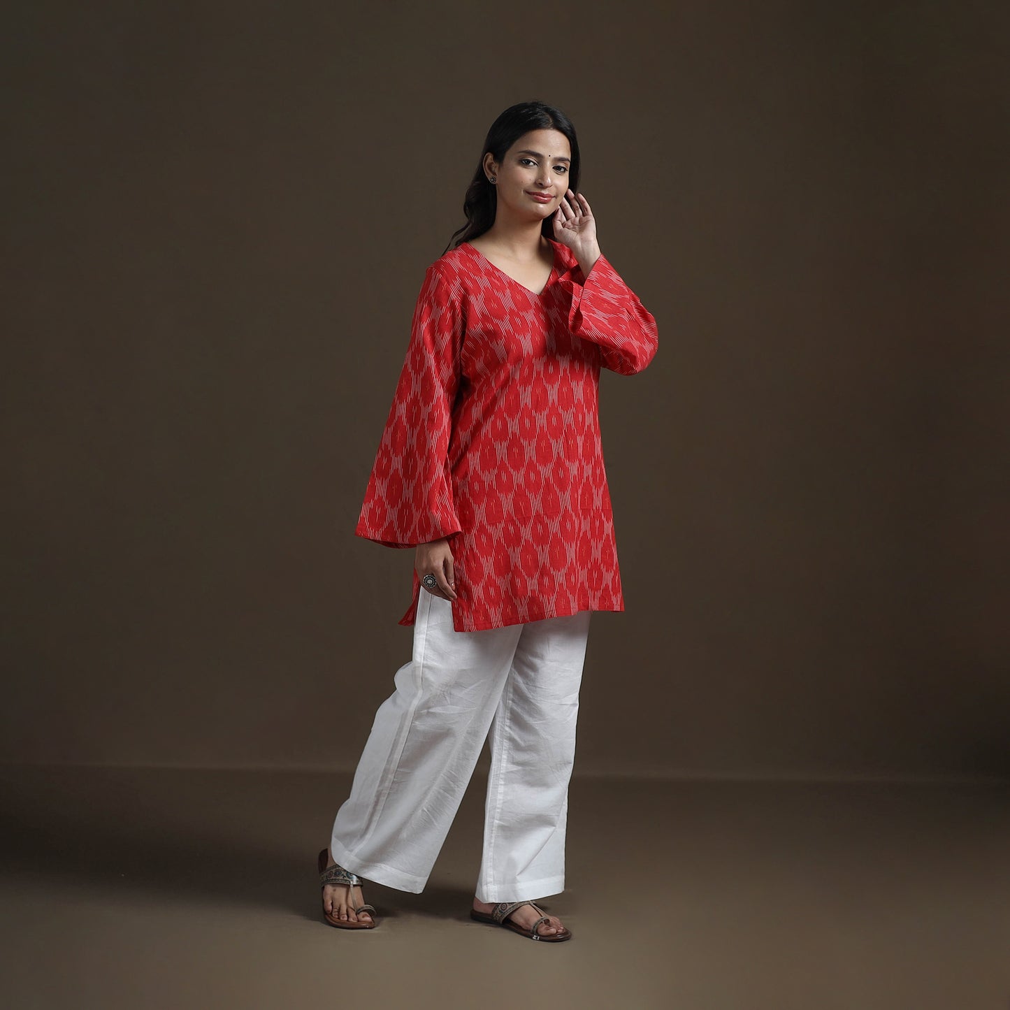 Pochampally Ikat Cotton Short Kurta for Women 22