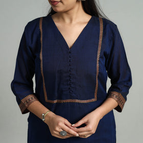 Navy Blue - Cotton Dharwad Kurta Set with Palazzo & Dupatta 47