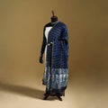 Blue - Pipad Hand Block Print Natural Dyed Chanderi Silk Handloom Dupatta 45