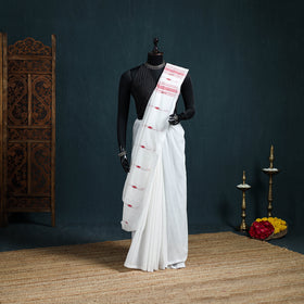 Handwoven Pure Cotton Phulia Jamdani Saree for Durga Puja 08