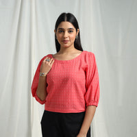 Red - Cotton Jacquard Crop Top 05