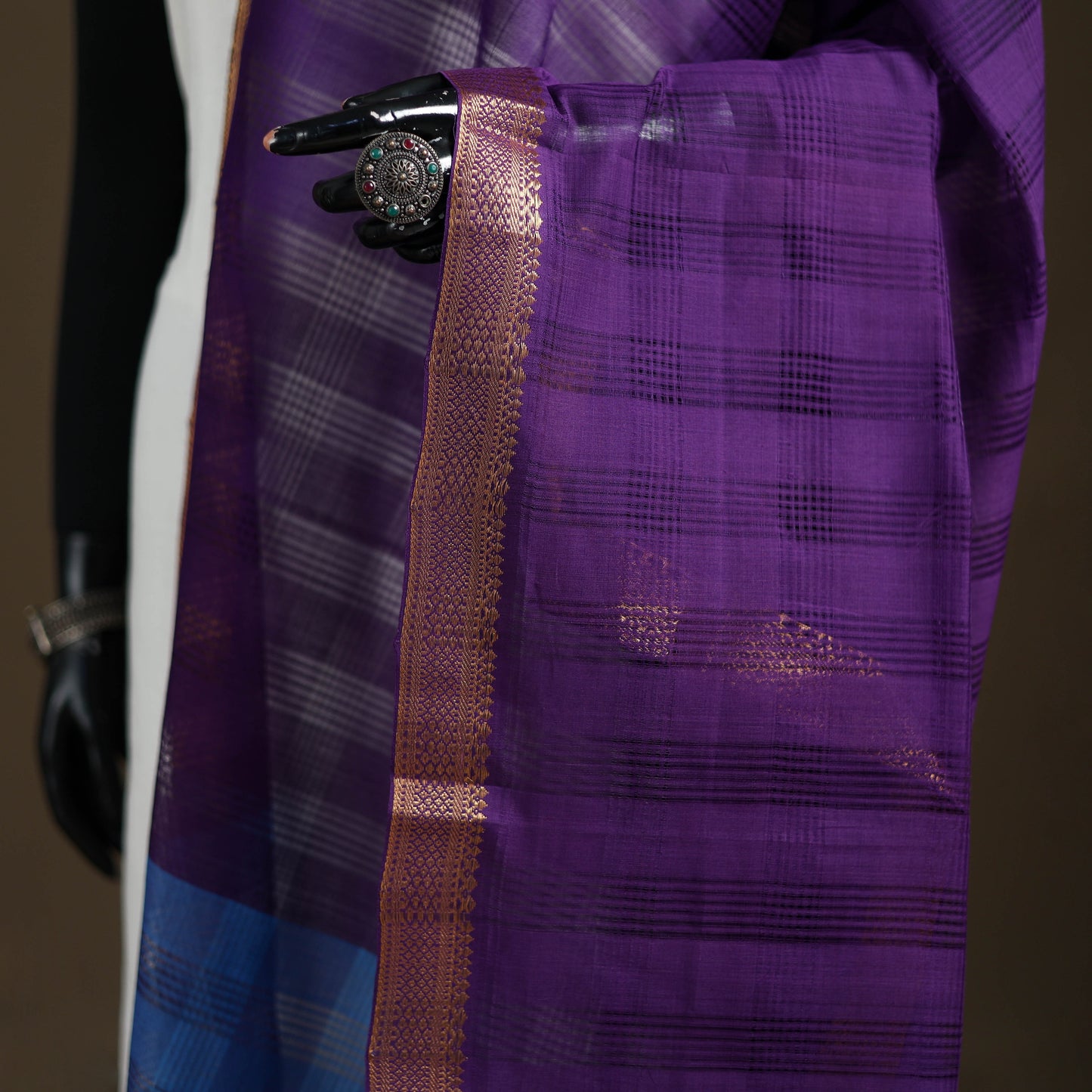 Pure Handloom Cotton Nizam Zari Border Mangalagiri Dupatta 49
