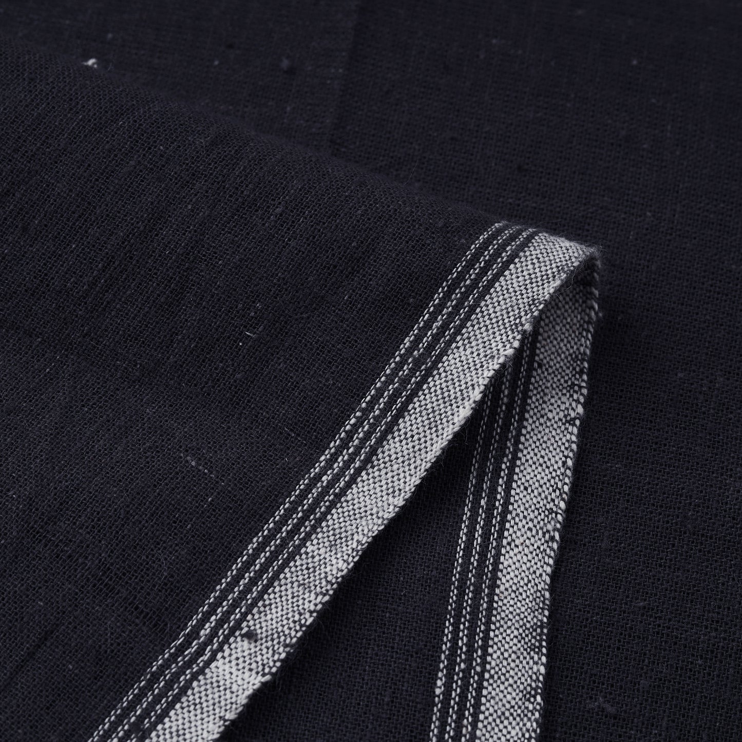 Black - Organic Kala Cotton Handloom Buti Fabric 08