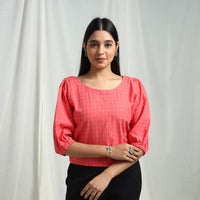 Red - Cotton Jacquard Crop Top 05