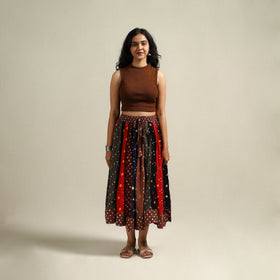 Multicolor - Bandhani Tie-Dye Patchwork Cotton Short Skirt 34