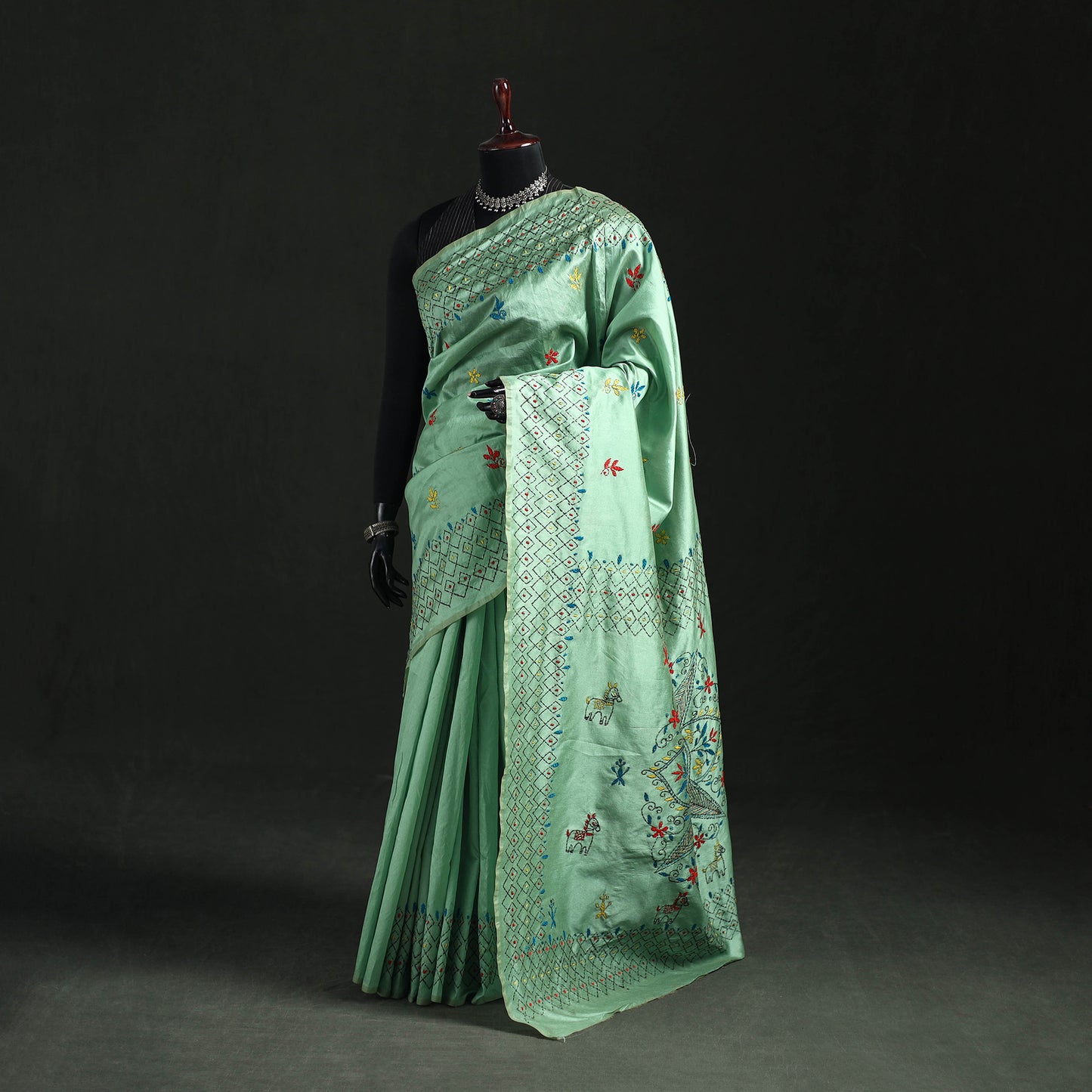 Hand Embroidered Silk Saree 14