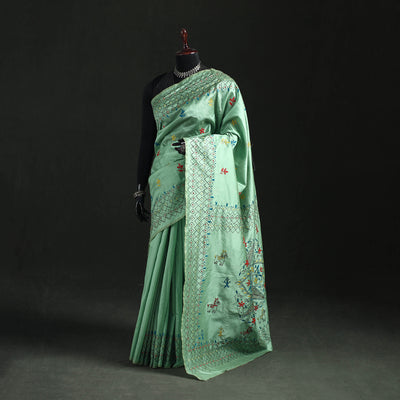 Hand Embroidered Silk Saree 14