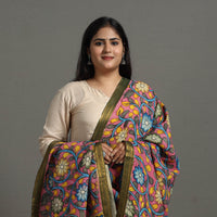 Pink - Chanderi Silk Srikalahasti Handpainted Pen Kalamkari Dupatta 50