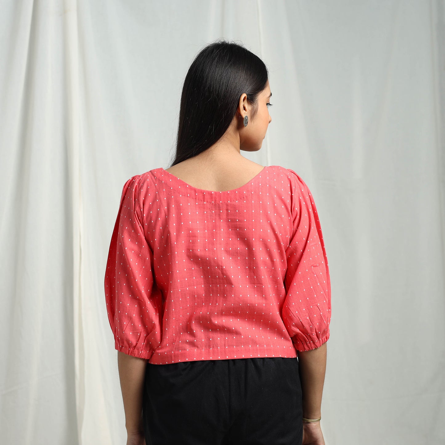 Red - Cotton Jacquard Crop Top 05