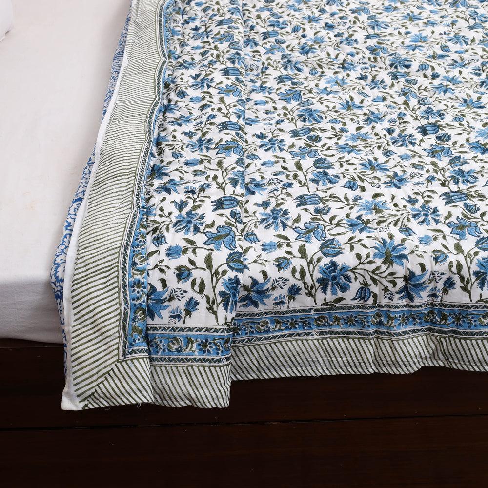 Single - Reversible Sanganeri Block Print Cotton Quilt 35