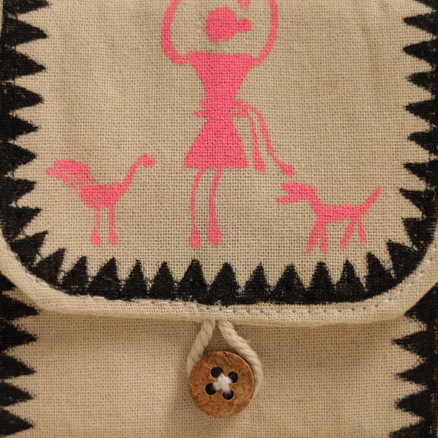 Black - Warli Handpainted Coin Pouch from Odisha 04