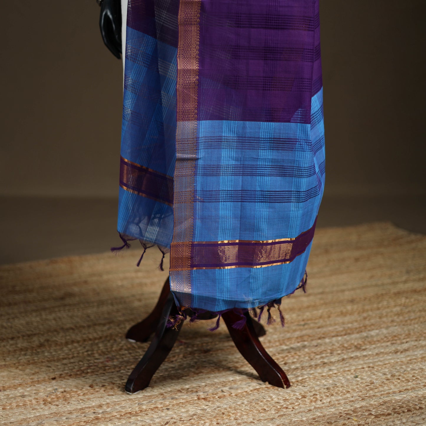 Pure Handloom Cotton Nizam Zari Border Mangalagiri Dupatta 49