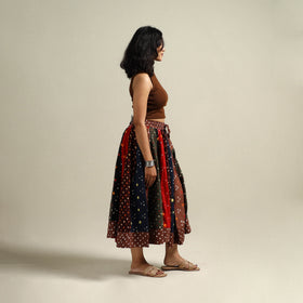Multicolor - Bandhani Tie-Dye Patchwork Cotton Short Skirt 34
