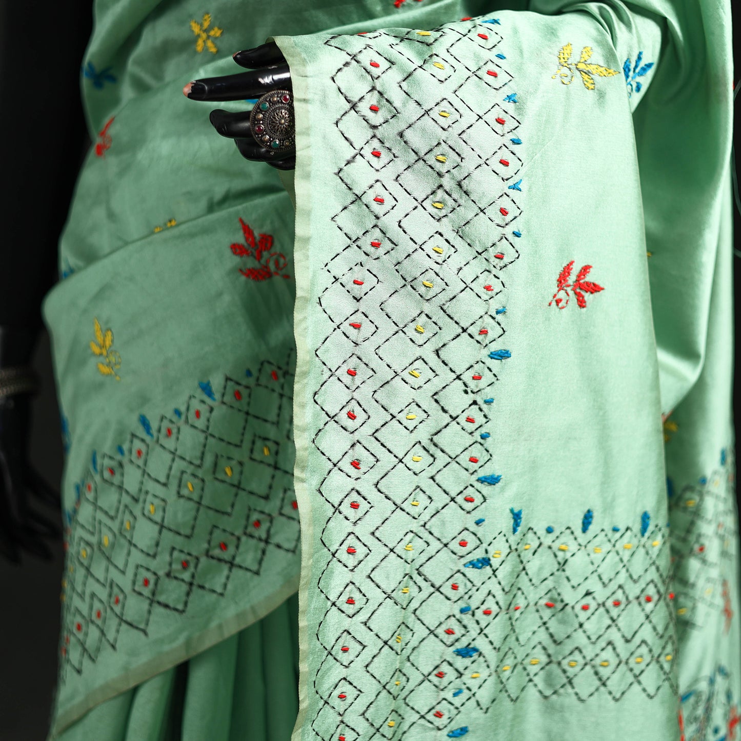Hand Embroidered Silk Saree 14