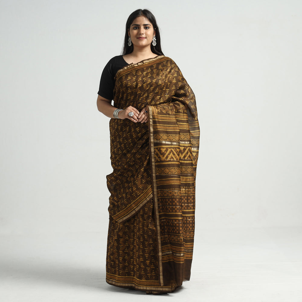 block printed silk saree