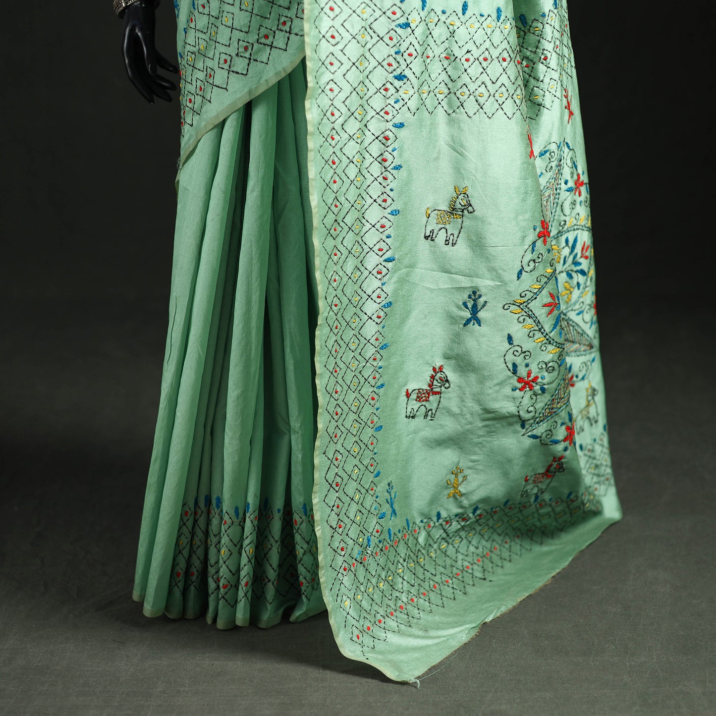 Hand Embroidered Silk Saree 14
