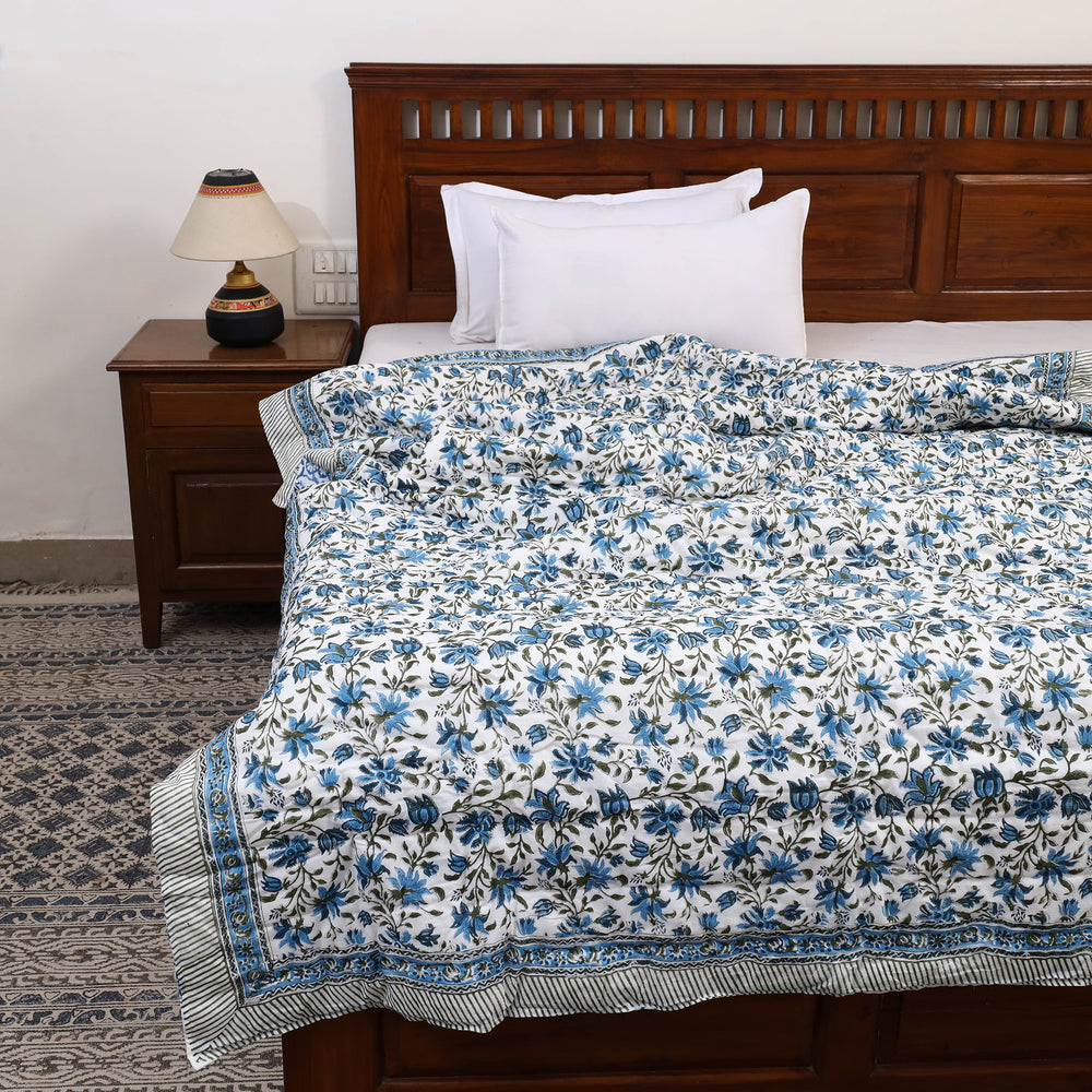 Single - Reversible Sanganeri Block Print Cotton Quilt 35