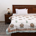 Orange - single - reversible sanganeri cotton quilt 36