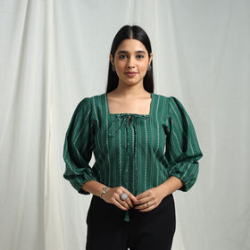 Green - Cotton Jacquard Crop Top 02