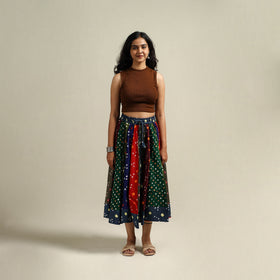 Multicolor - Bandhani Tie-Dye Patchwork Cotton Short Skirt 35