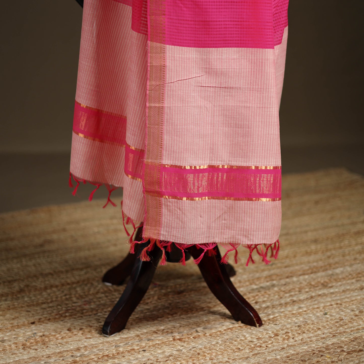 Pure Handloom Cotton Nizam Zari Border Mangalagiri Dupatta 50